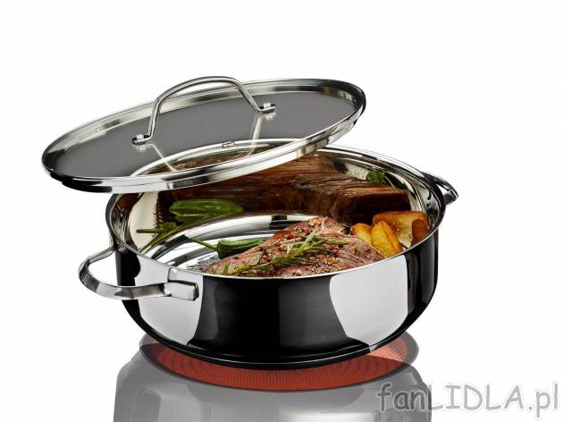 Patelnia ze stali szlachetnej Ø 28 cm z pokrywką , cena 99,00 PLN 
- do mocnego, ...