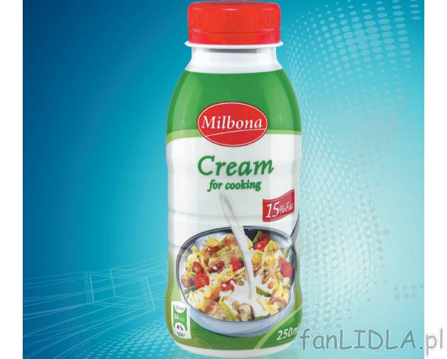 Śmietana do gotowania , cena 2,99 PLN za 250 ml/1 opak. 
- Znakomicie zastąpi ...