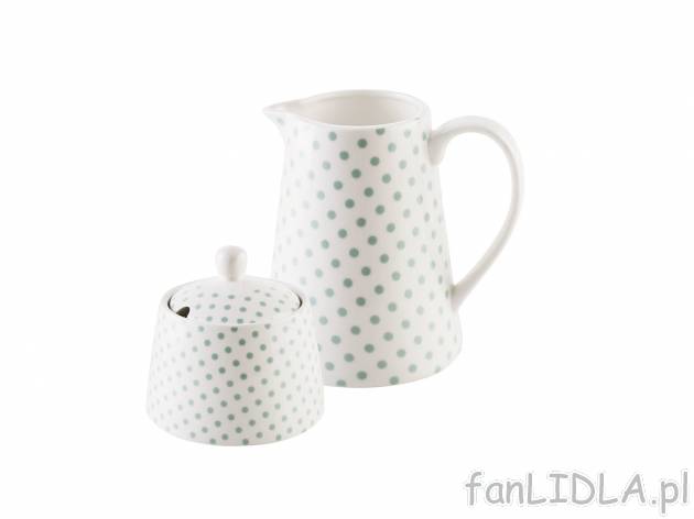 Zestaw z porcelany , cena 24,99 PLN 
- cukierniczka i mlecznik
- przystosowane ...