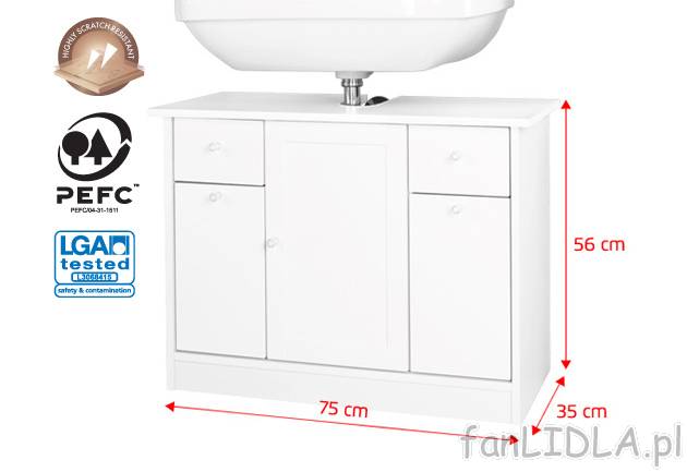 Szafka pod umywalkę Miomare, cena 199,00 PLN za 1 szt. 
- z wycięciem na syfon ...
