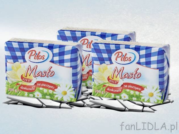 Pilos Masło extra 82% , cena 3,00 PLN za 3x200 g, 1kg=13,33 PLN. 
- oszczędzasz ...