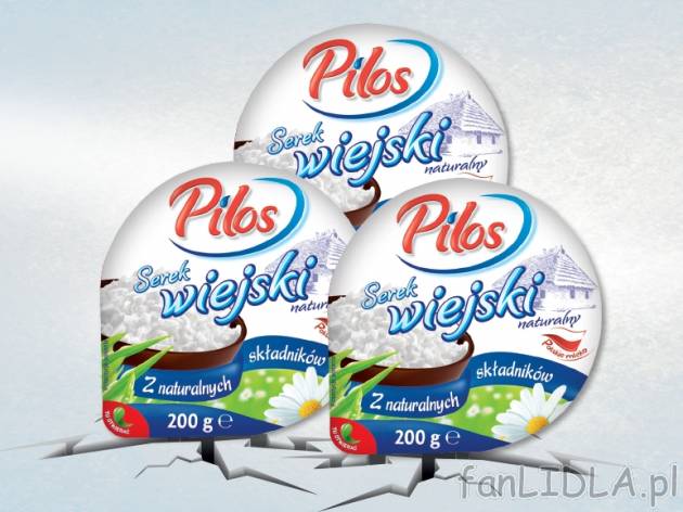PILOS Serek wiejski , cena 3,00 PLN za 3x200g, 1kg=5,55 PLN. 
- Oszczędzasz 0.99! ...