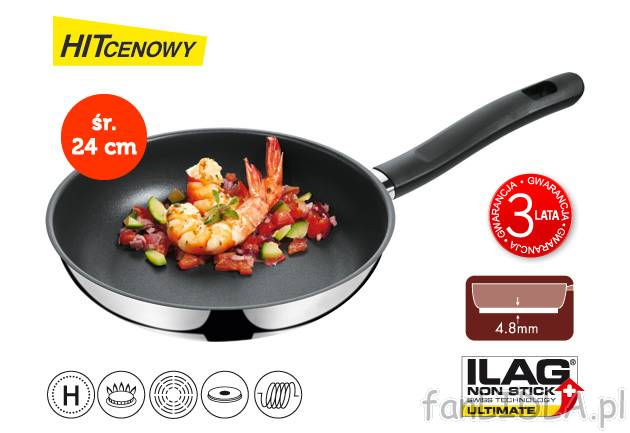 Patelnia ze stali szlachetnej 24 cm Ernesto, cena 59,00 PLN za 1 szt. 
- ze stali ...