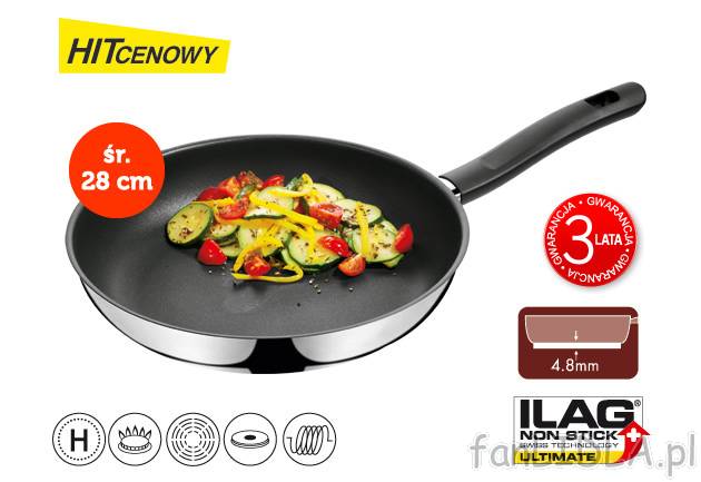 Patelnia ze stali szlachetnej 28 cm Ernesto, cena 79,00 PLN za 1 szt. 
- ze stali ...