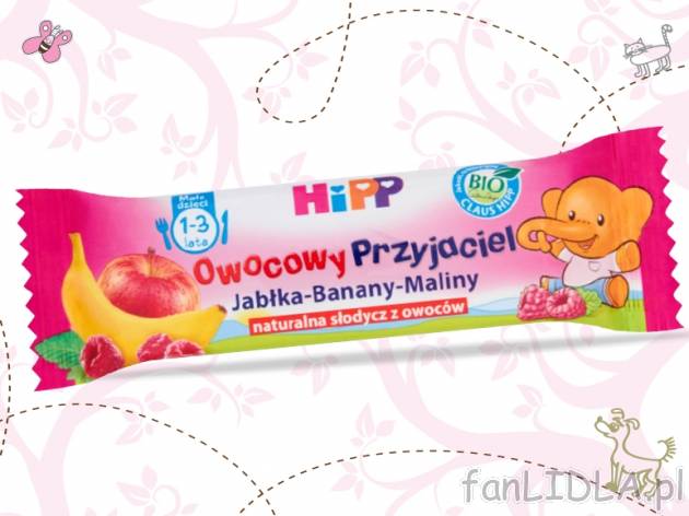 HiPP Batonik owocowy , cena 2,00 PLN za 25 g/1 opak., 100 g=10,76 PLN. 
- różne ...