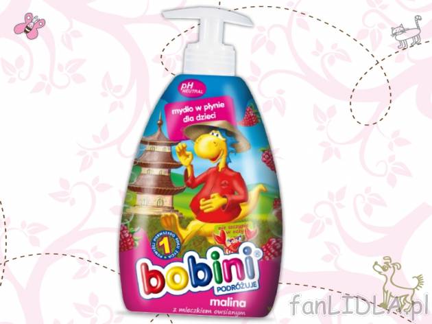 BOBINI Mydło w płynie, Malina , cena 4,00 PLN za 400 ml/1 opak., 1 l=12,48 PLN. ...