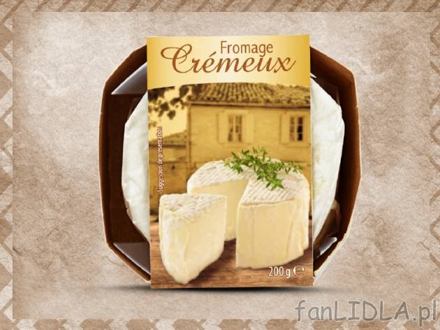 Kremowy ser , cena 7,00 PLN za 200 g/1 opak., 100 g=3,89 PLN. 
- kremowa kremowość, ...