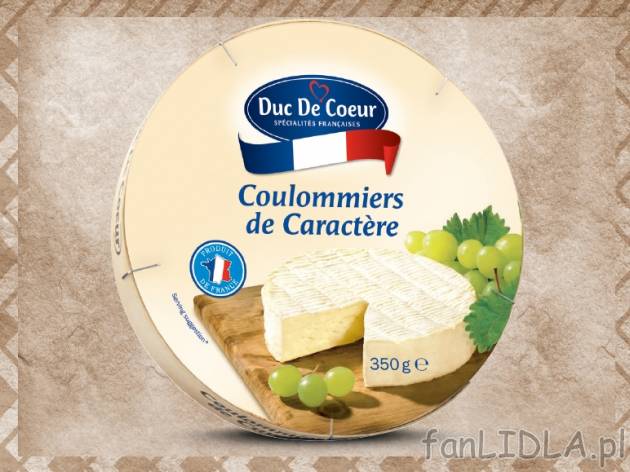 Ser Coulommiers de CaractĂ¨re , cena 9,00 PLN za 350 g/1 opak., 1 kg-28,54 PLN. ...