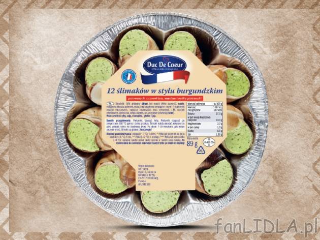 Ślimaki nadziewane , cena 9,00 PLN za 89 g/1 opak., 100 g=11,22 PLN. 
- 12 pysznych ...