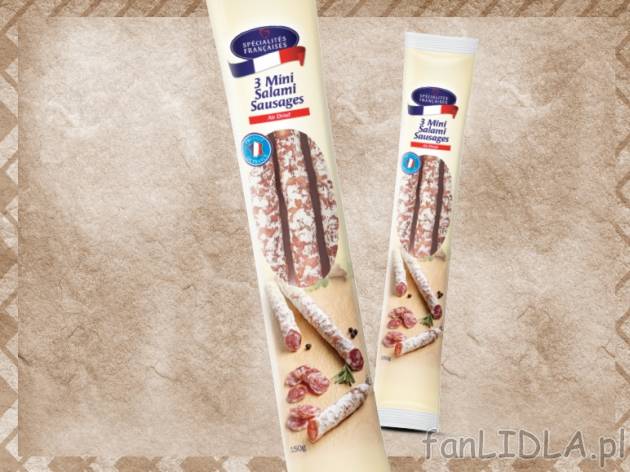 Minisalami suszone , cena 5,00 PLN za 3x50 g/1 opak., 100 g=3,99 PLN. 
- oryginalne, ...