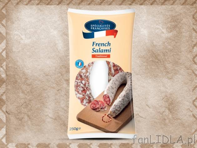 Salami francuskie z pleśnią , cena 8,00 PLN za 250 g/1 opak., 100 g=3,60 PLN. ...