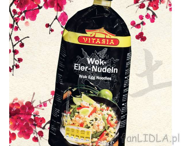 Makaron do potraw z woka , cena 2,99 PLN za 250g 
- Wstążeczki makaronu z pszenicy ...