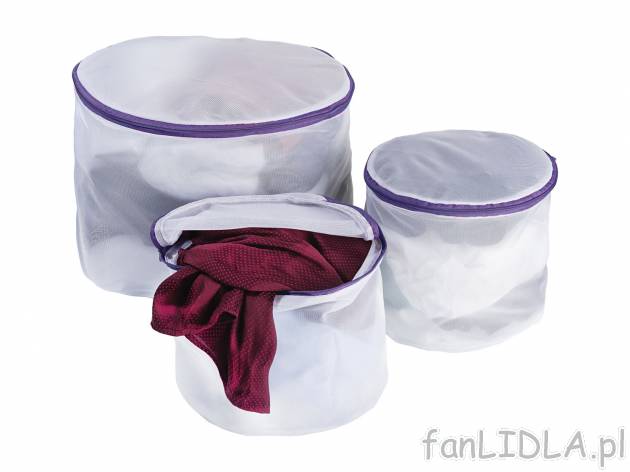 Zestaw woreczków do prania , cena 7,99 PLN  
-  1 x Ø ok. 35 cm
-  2 x Ø ok. 22 cm
