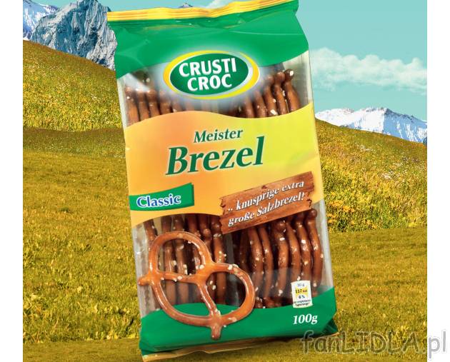 Precle , cena 3,49 PLN za 100 g 
- Pyszne, chrupiące precle z solą. Idealne jako ...