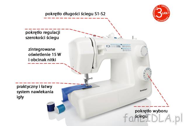Maszyna do szycia , cena 329,00 PLN za 1 opak. 
- z 33 praktycznymi funkcjami ściegu ...