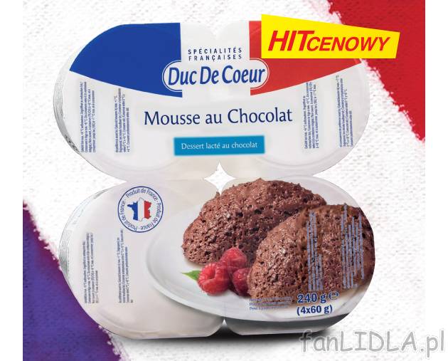 Pianka czekoladowa , cena 3,33 PLN za 4x60 g 
- Pyszny mus czekoladowy o delikatnym, ...