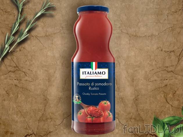 Pomidory rozdrobnione lub sos pomidorowy z bazylią , cena 3,49 PLN za 720 ml/1 ...