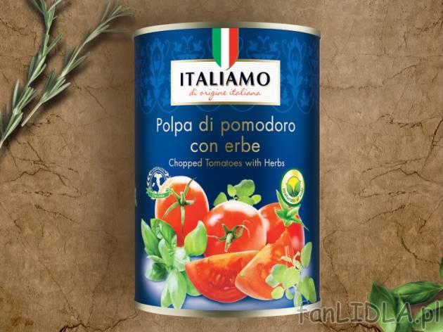 Włoskie pomidory krojone  , cena 2,99 PLN za 425 ml/1 opak., 1L=7,04 PLN.