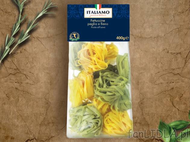 Makaron Fettuccine Paglia e Fieno , cena 4,49 PLN za 400g/1 opak., 1kg=12,48 PLN.