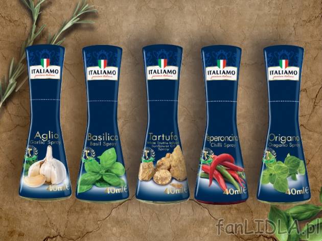 Przyprawy w sprayu , cena 3,99 PLN za 40 ml/1 opak., 100ml=9,98 PLN.