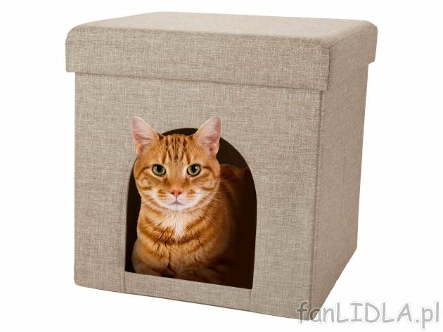Puf z budką dla kota , cena 49,99 PLN 
- 37,5 x 38 x 37,5 cm  (szer. x wys. x ...