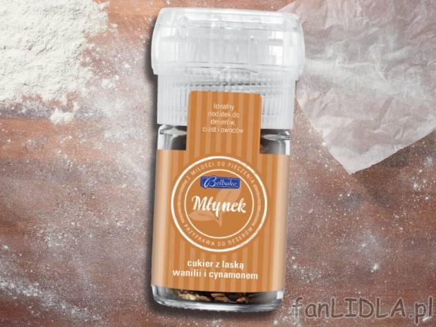 Młynki ze słodkimi przyprawami , cena 10,99 PLN za 25/30/35 g/1 opak., 100g=43,96/39,63/31,40 ...