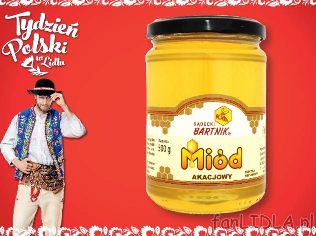 Sądecki Bartnik Miód akacjowy , cena 12,99 PLN za 500g/1 opak., 1kg=25,98 PLN.