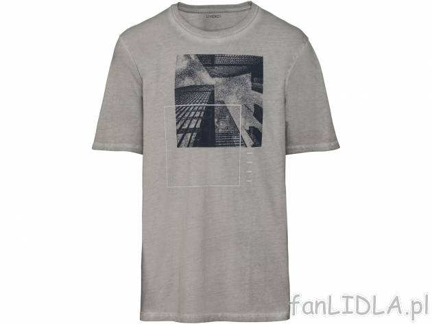 T-shirt , cena 19,99 PLN. Męski T-shirt z modnym nadrukiem. 
- 100% bawełny
- ...