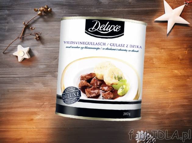 Gulasz z dziczyzny , cena 11,00 PLN za 300 g/1 opak., 1 kg=39,97 PLN. 
- gotowy ...
