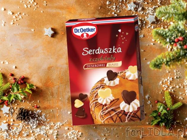 Dr. Oetker Dekoracje z opłatka lub serduszka z czekolady deserowej , cena 4,69 ...