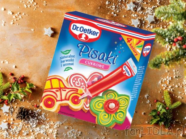 Dr. Oetker Pisaki cukrowe , cena 5,79 PLN za 76g/1 opak., 100g=7,62 PLN.