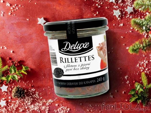 Rillettes z filetem z piersi gęsi , cena 9,99 PLN za 240 g/1 opak., 100g=4,16 PLN.