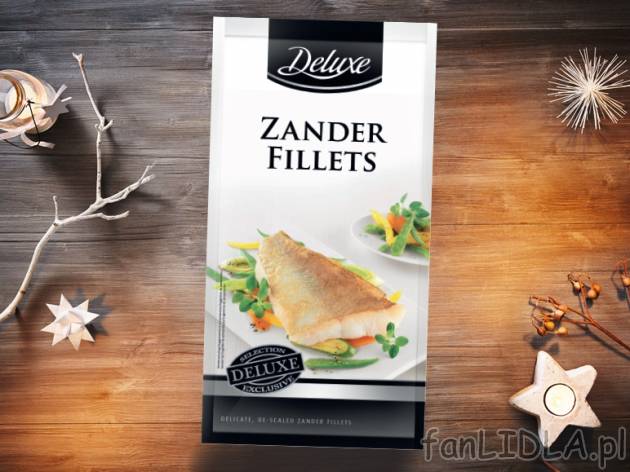 Filet z sandacza ze skórką , cena 19,99 PLN za 450 g/1 opak., 1kg=44,42 PLN.