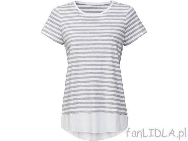 T-shirt , cena 19,99 PLN. Damski T-shirt w paski z okrągłym dekoltem. 
- 100% ...