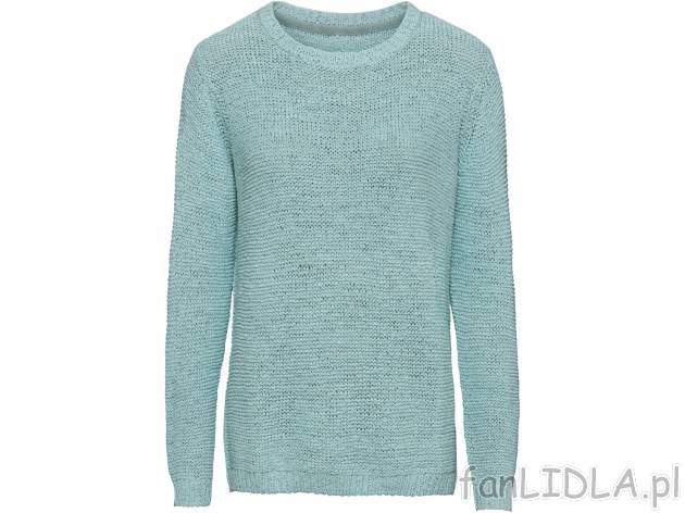 Sweter damski o prostym kroju i okrągłym wycięciem, cena 33,00 PLN 
- z włóczki ...