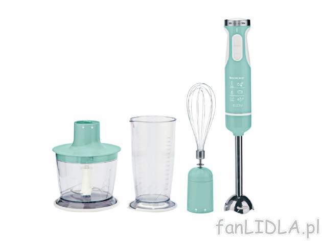 Blender ręczny 3 w 1, 600 W , cena 69,90 PLN. Blender w modnym miętowym kolorze. ...