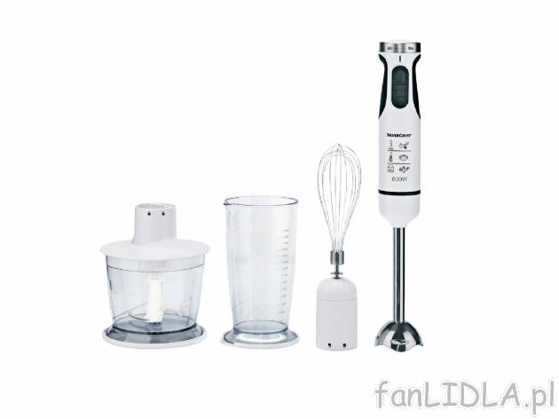 Blender ręczny 3 w 1, 600 W , cena 69,90 PLN 
- 3 w 1: do mieszania, do robienia ...