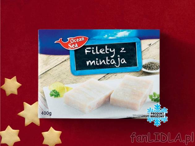 Filety z mintaja , cena 5,99 PLN za 400 g/1 opak., 1kg=14,98 PLN.
