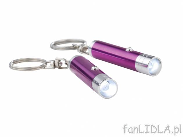 Breloczek 2 szt. z lampką LED , cena 9,99 PLN za 1 opak. 
- obudowa z eloksowanego ...