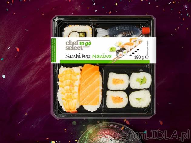 Sushi  , cena 6,99 PLN za 190/200 g/1 opak., 100g=3,68/3,50 PLN.
