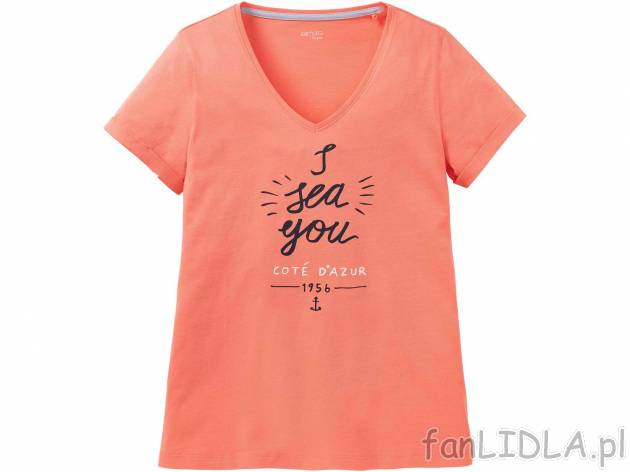 Koszulka do spania damska , cena 12,99 PLN. Damski T-shirt z wycięciem w serek. ...