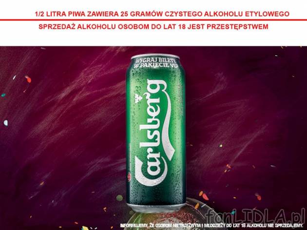Carlsberg  , cena 1,99 PLN za 500 ml/1 pusz., 1L=3,98 PLN.