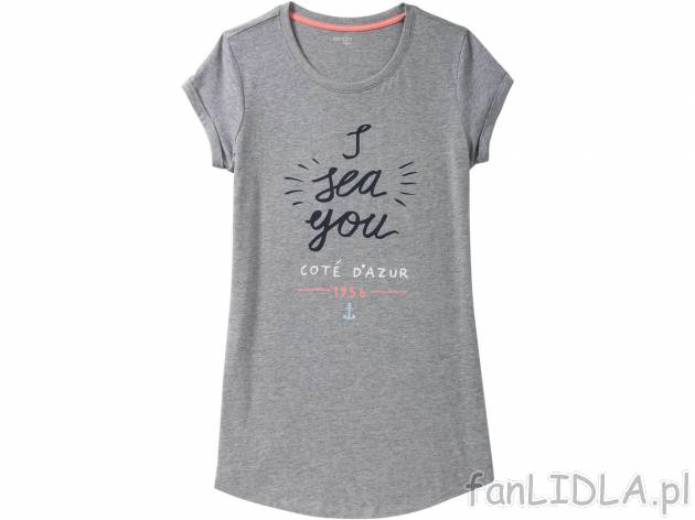Koszula nocna damska , cena 19,99 PLN . T-shirt damski z okrągłym dekoltem. 
- ...