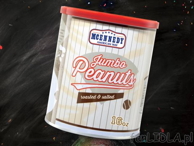 Orzechy ziemne, duża puszka , cena 6,99 PLN za 454 g/1 opak., 1kg=15,40 PLN.