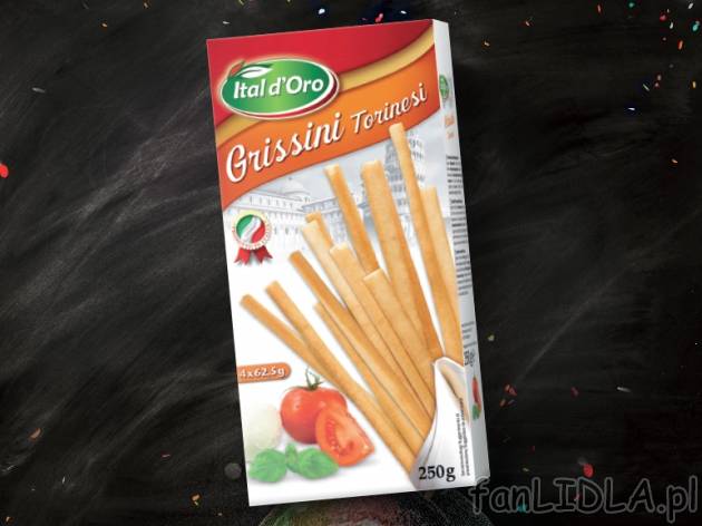 Paluszki grissini , cena 4,99 PLN za 250 g/1 opak., 100g=2,00 PLN.
