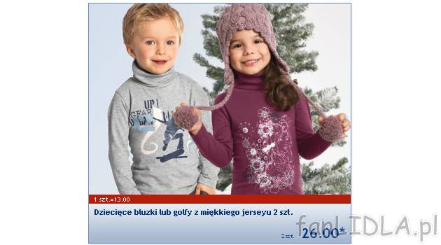 Dziecięce bluzki lub golfy z miękkiego jerseyu 2 szt., cena 26PLN