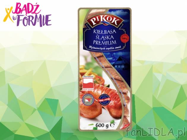 Kiełbasa śląska  Premium , cena 9,79 PLN za 600 g/1 opak., 1kg=16,32 PLN.