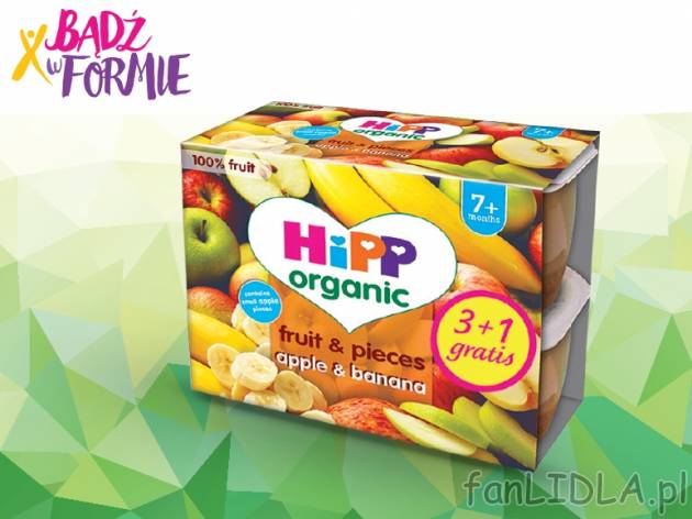 HiPP Owocowa chwila , cena 6,99 PLN za 3x100g+100g gratis/1 opak., 1kg=17,48 PLN.