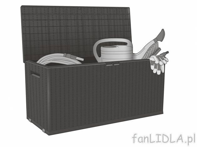 Skrzynia ogrodowa , cena 149,00 PLN 
- ok. 119 x 58,5 x 52 cm (dł. x wys. x gł.)
- ...