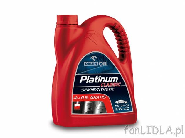 Olej Platinum classic semisynthetic 10W-40 , cena 55,00 PLN za 1 opak.=4,5l, 1l=12,22 ...